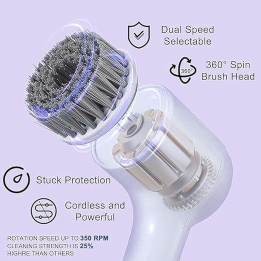 5 in 1 Handheld Cleaning Brush Scrubber with Charging Cord